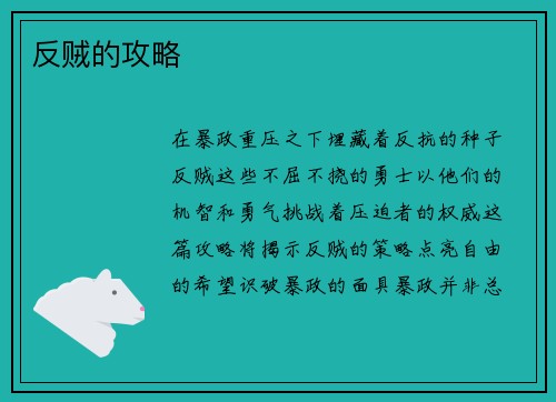 反贼的攻略